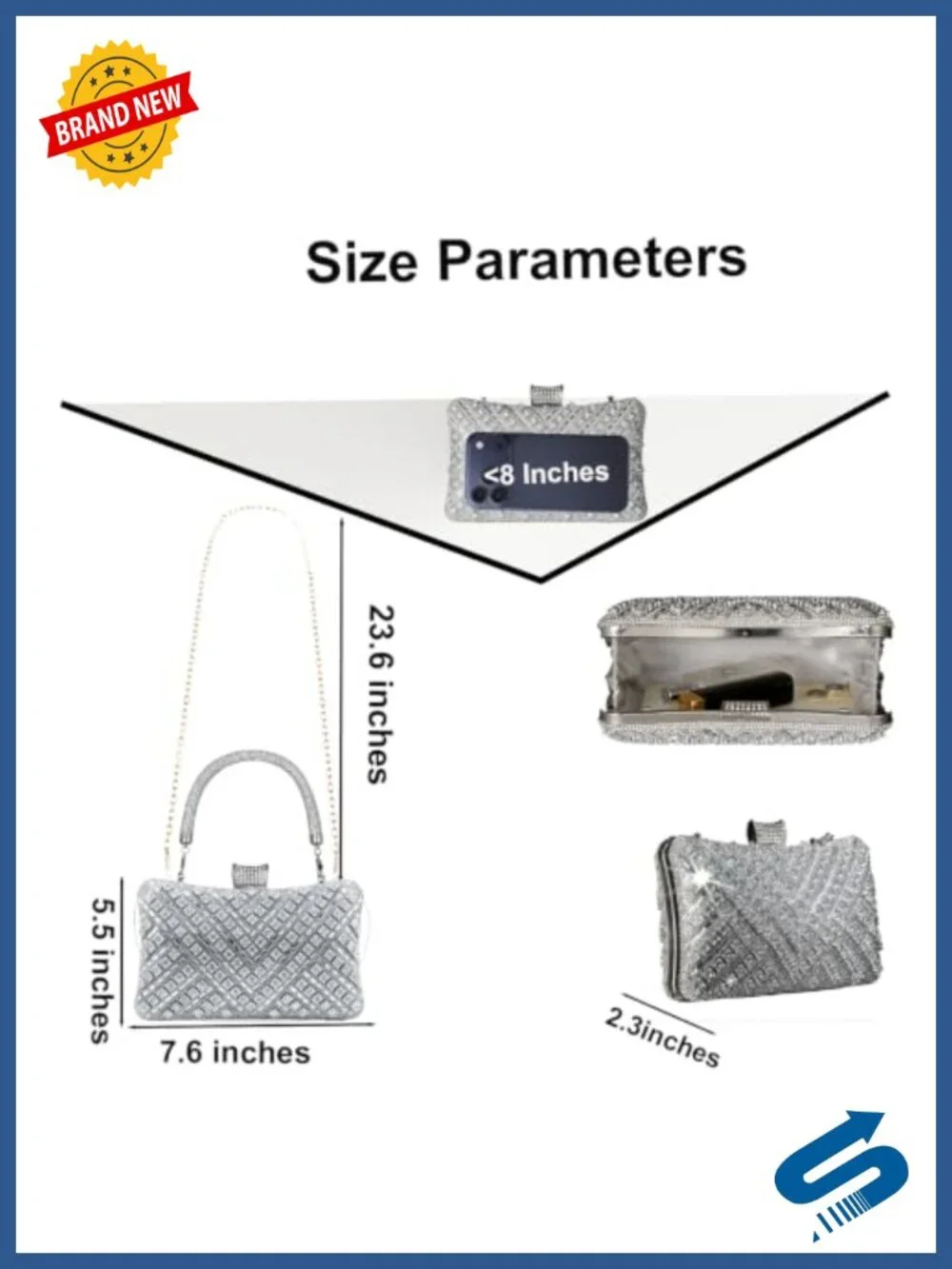 Rhinestone Clutch Purse Women Evening Bag Formal Wedding Crossbody